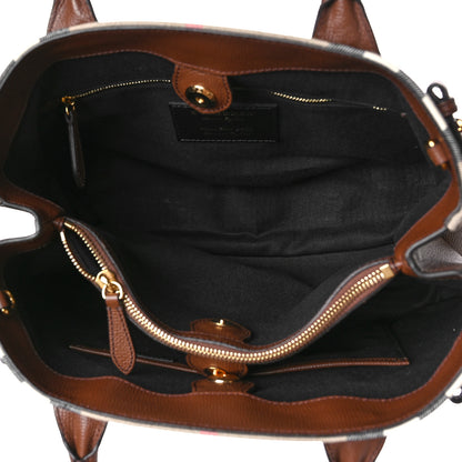 Burberry House Check Grainy Calfskin Medium Banner Tote Brown 5 of 7