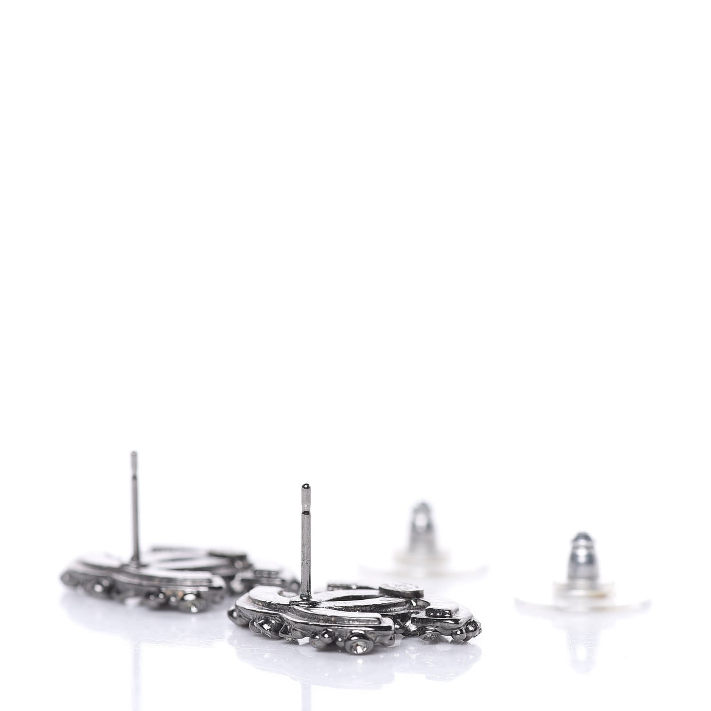 Enamel Crystal CC Earrings Ruthenium