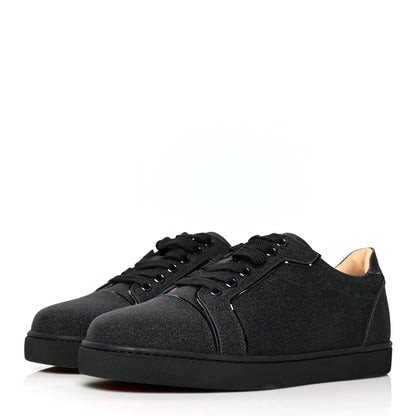 Christian Louboutin Glitter Calfskin Vieira Flat Sneakers 37.5 Black 3 of 8
