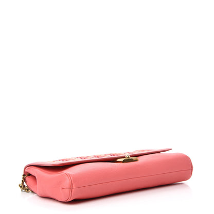 Jimmy Choo Calfskin Woven Clutch Pink 4 of 9