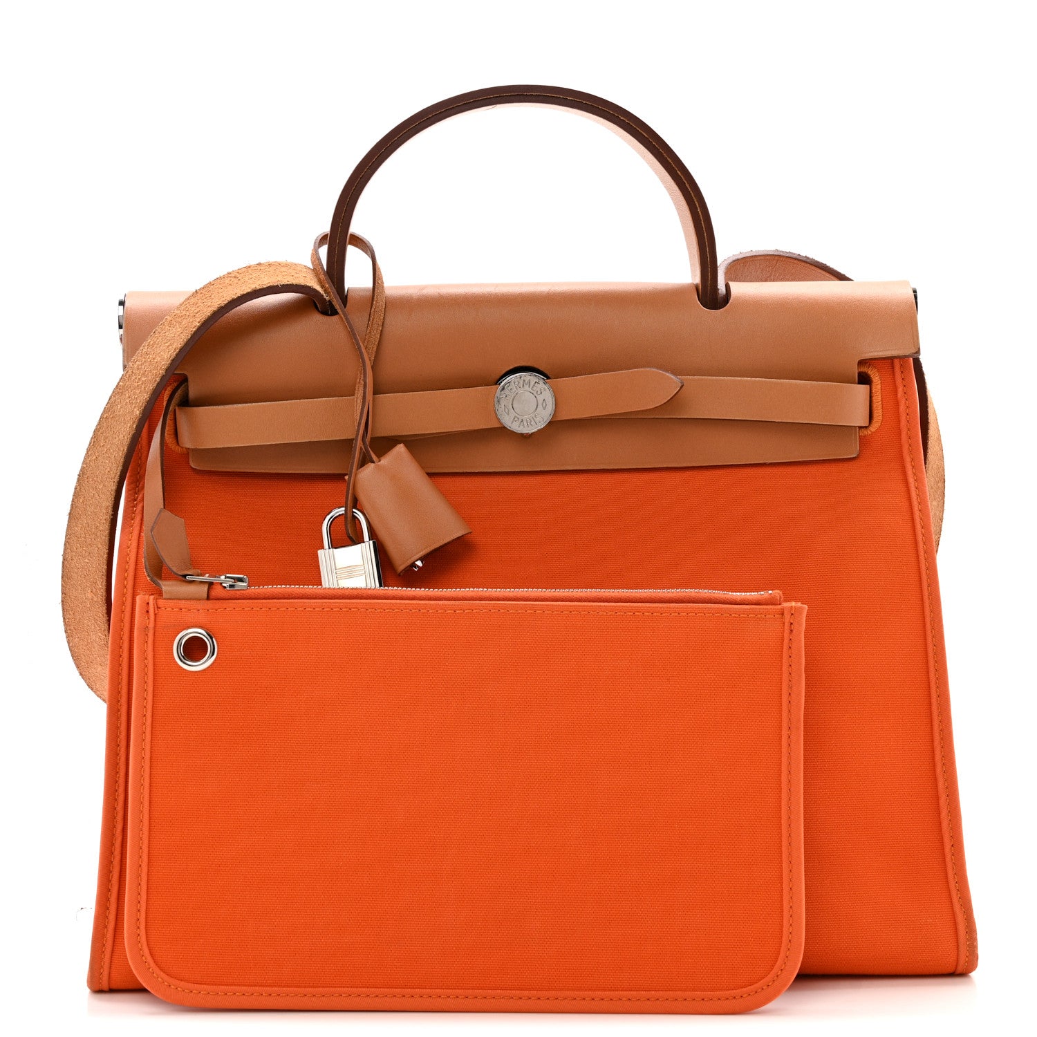 Hermes Vache Hunter Toile Herbag Zip 31 PM Orange 3 of 17