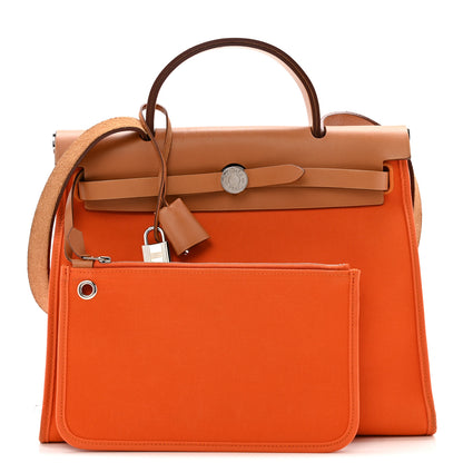 Hermes Vache Hunter Toile Herbag Zip 31 PM Orange 3 of 17