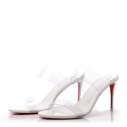 Christian Louboutin Patent PVC Just Nothing 85 Slide Sandals 38 White 3 of 9