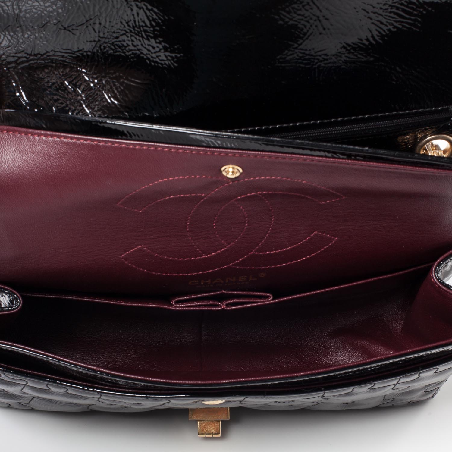 Chanel Crackled Patent Calfskin Puzzle 2.55 Reissue 226 Flap Black 8 of 10