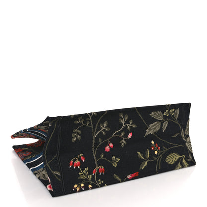 Christian Dior Canvas Embroidered Large Jardin d'Hiver Book Tote Black Multicolor 4 of 10