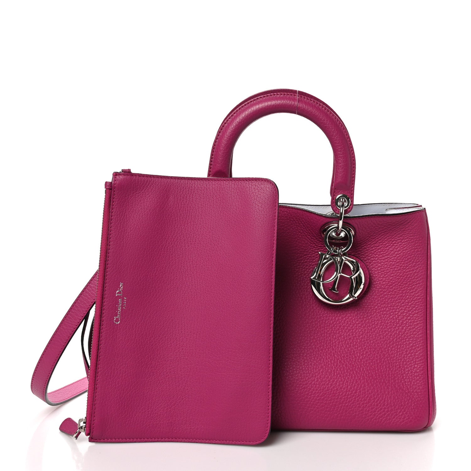 Christian Dior Calfskin Medium Diorissimo Bag Fuchsia 1737365