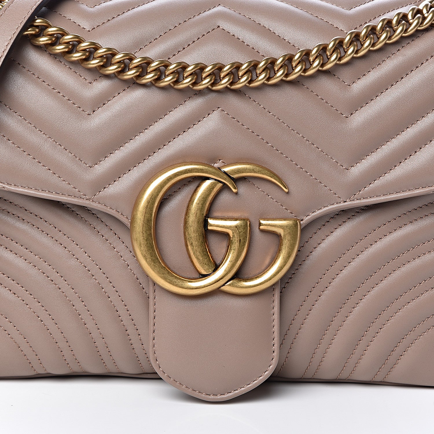 Gucci Calfskin Matelasse Medium GG Marmont Shoulder Bag Porcelain Rose 10 of 11