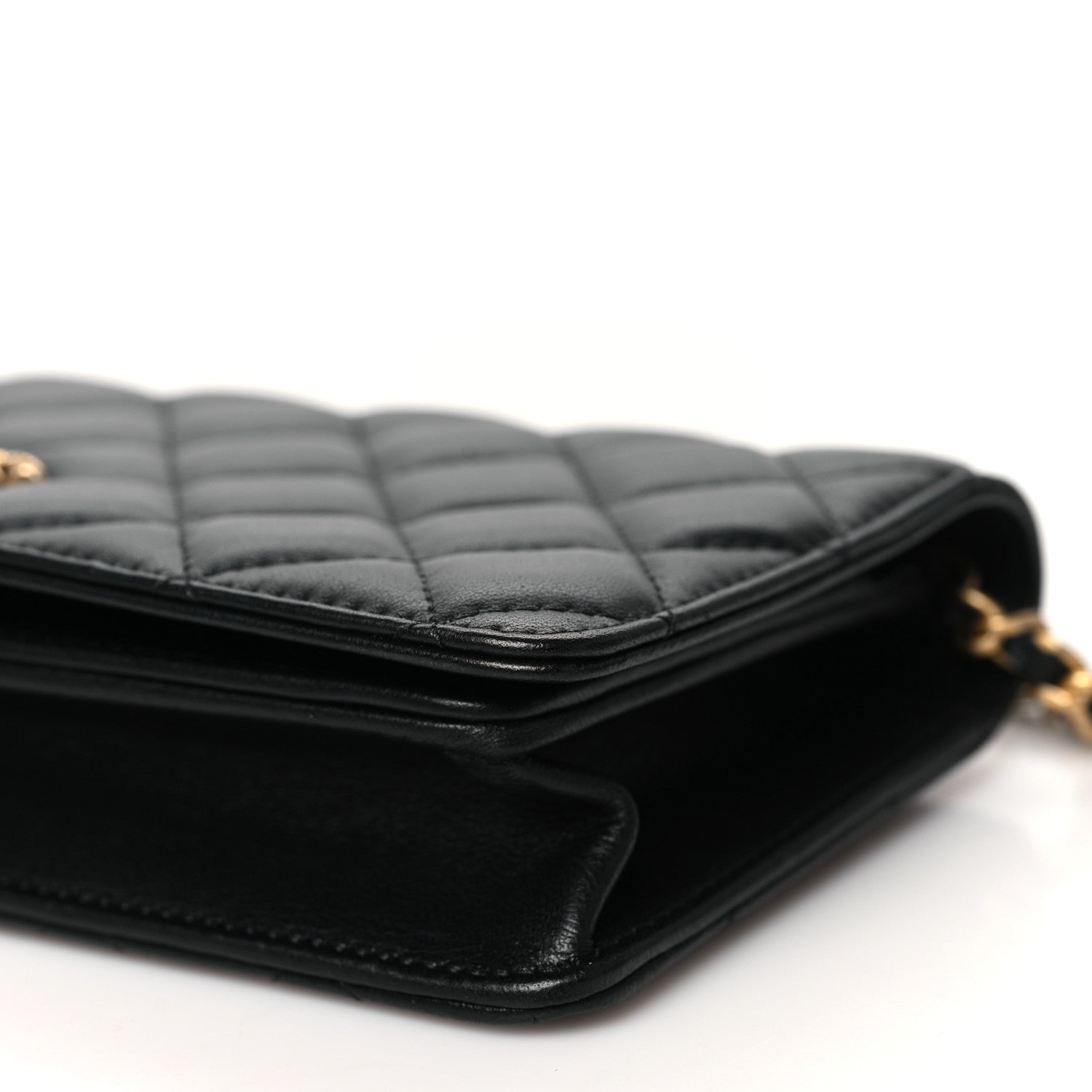 Chanel Lambskin Quilted CC Clutch On Chain Black 11 of 12