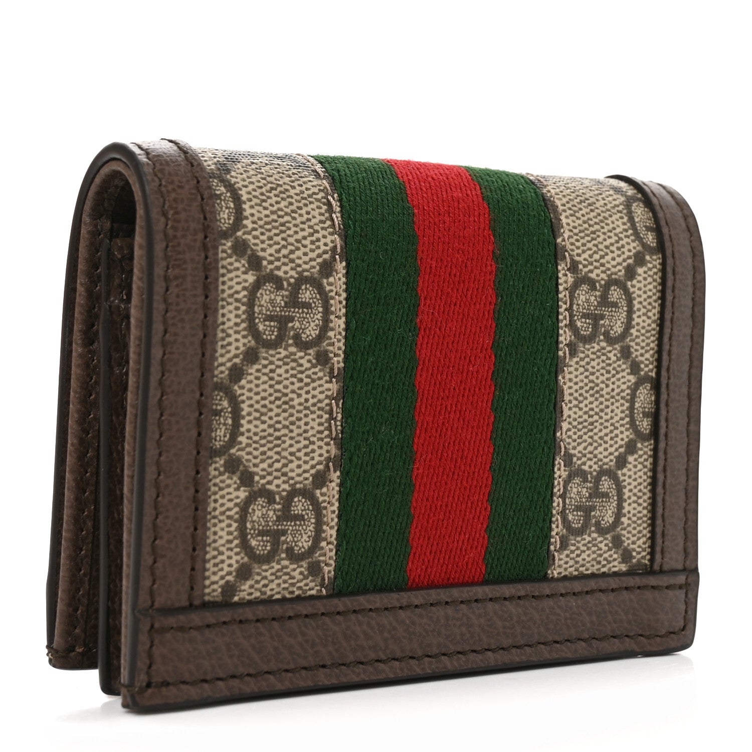 Gucci GG Supreme Monogram Web Ophidia Card Case Beige New Acero 3 of 7