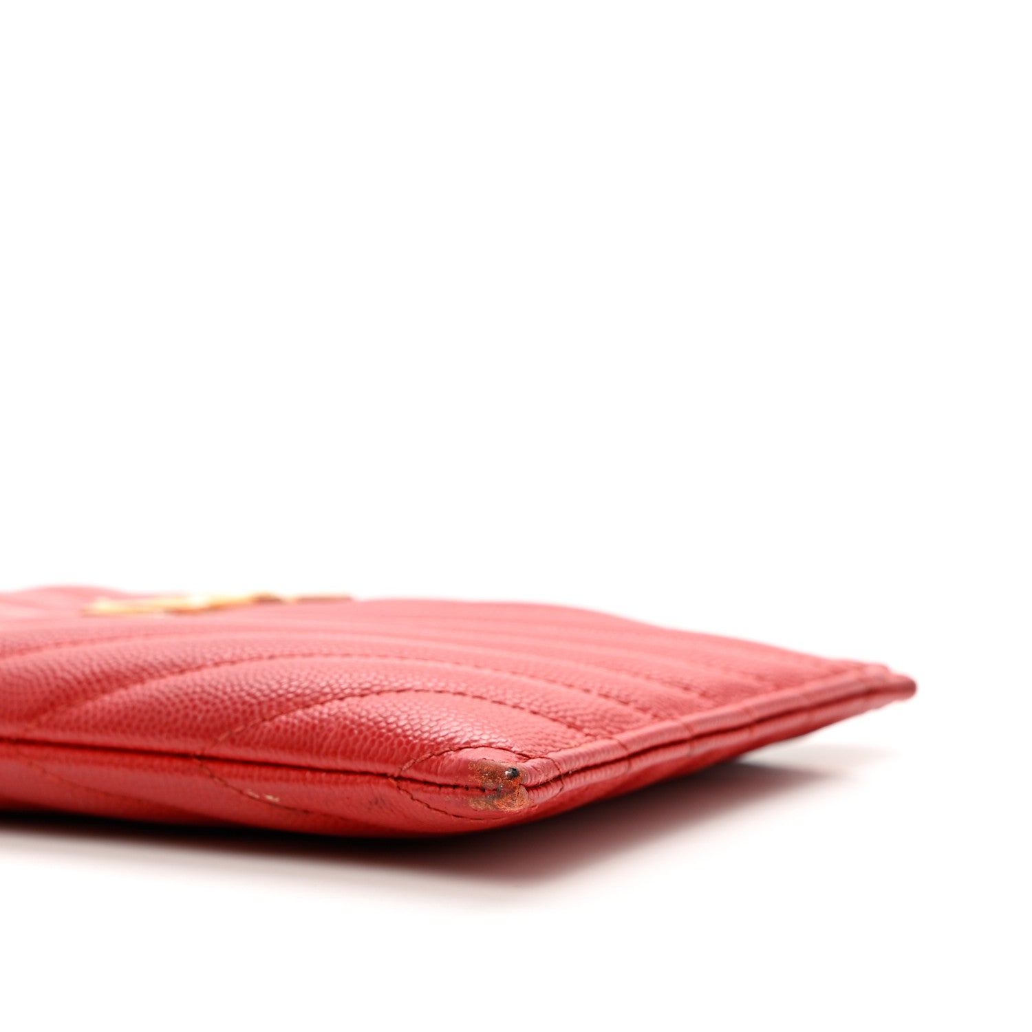 Saint Laurent Grain De Poudre Chevron Monogram Bill Pouch Rouge Eros 10 of 12