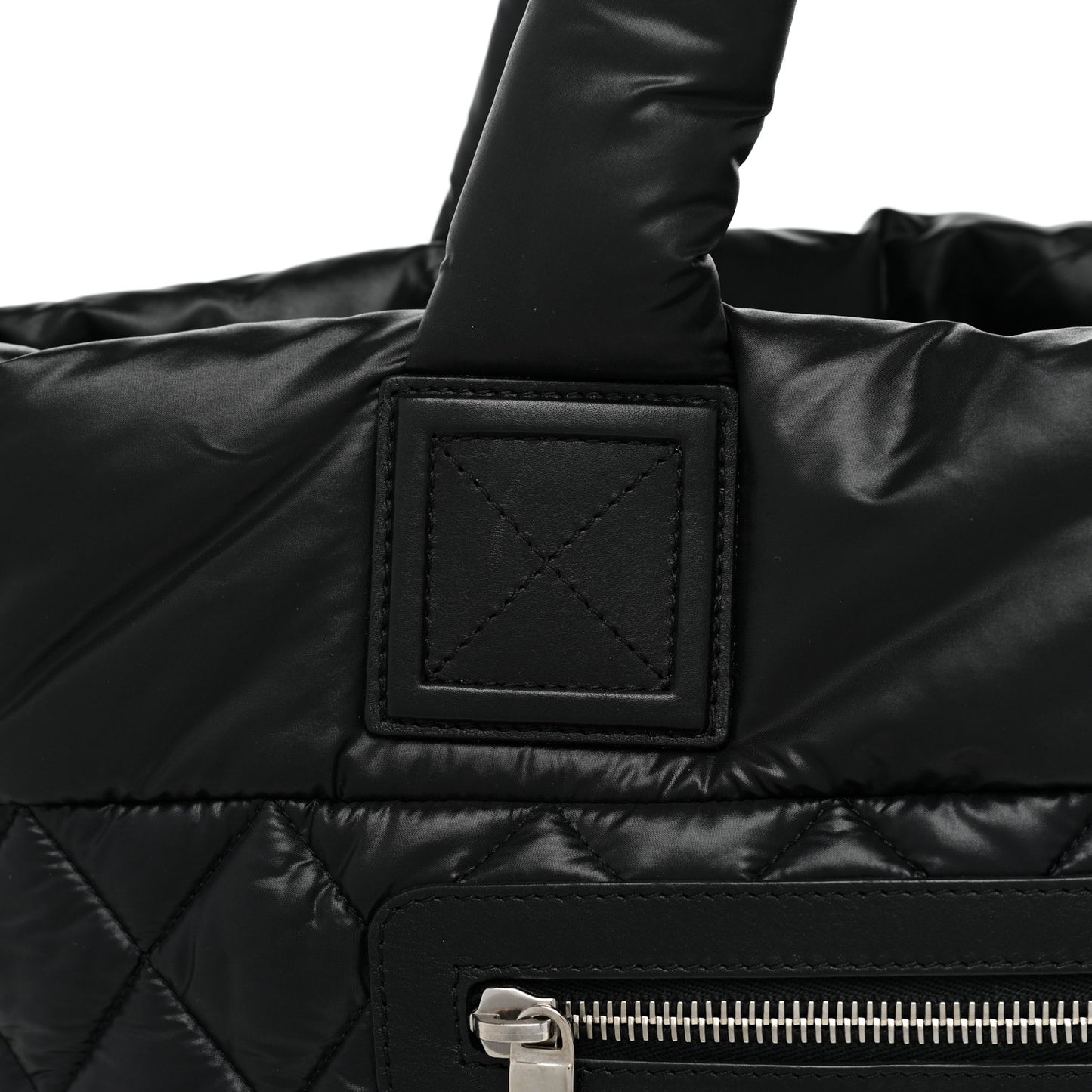 Nylon Quilted Small Coco Cocoon Tote Black