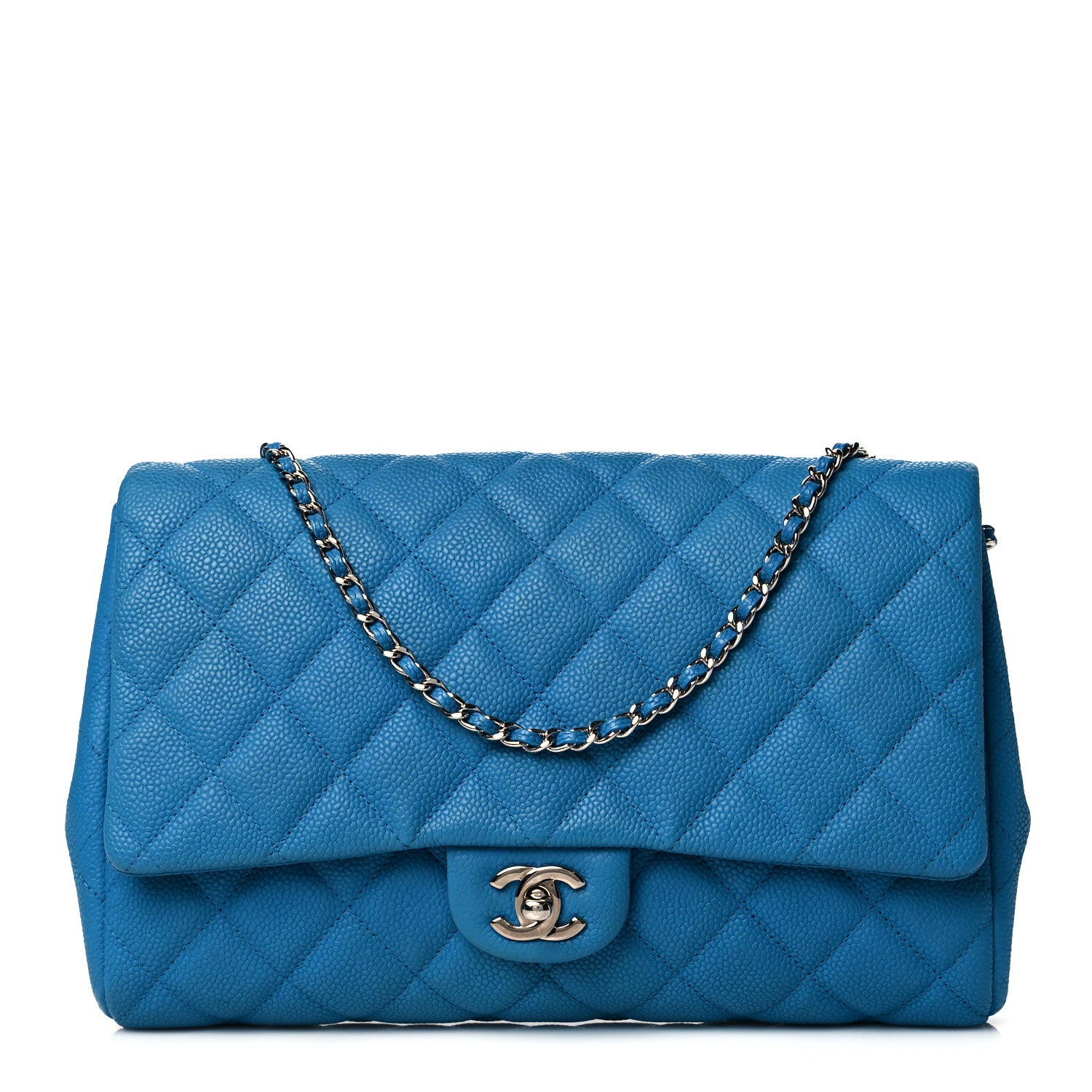 Chanel Iridescent Caviar Quilted Clutch With Chain Flap Blue 1 of 9