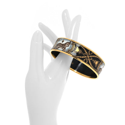 Hermes Enamel Printed Wide Grand Apparat Bracelet 70 Black 2 of 5