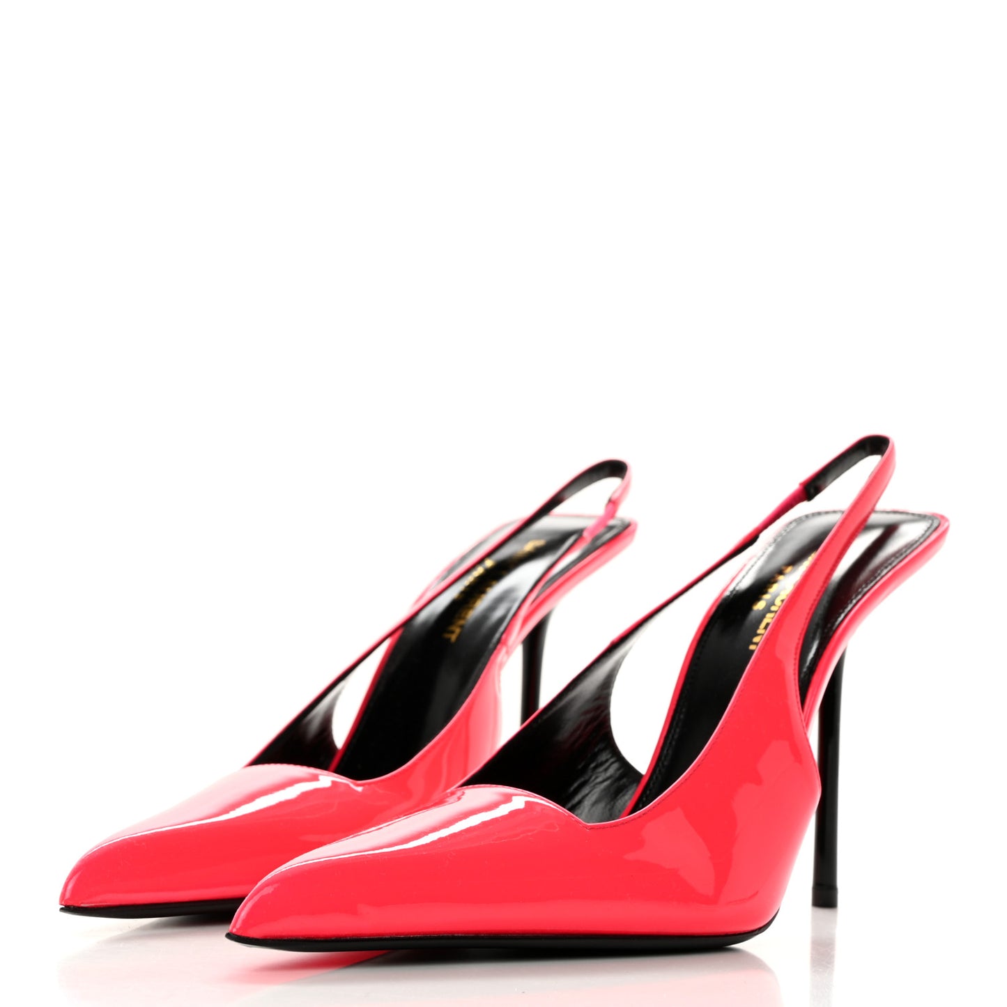 Patent Calfskin Paloma 105 Slingback Pumps 38 Highlighter Coral