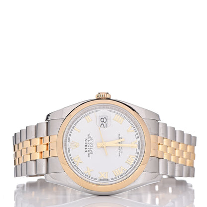 Rolex Stainless Steel 18K Yellow Gold 36mm Oyster Perpetual Datejust Watch White Roman 116203 3 of 8