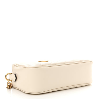 Gucci Calfskin Matelasse Small GG Marmont Chain Shoulder Bag White 4 of 10
