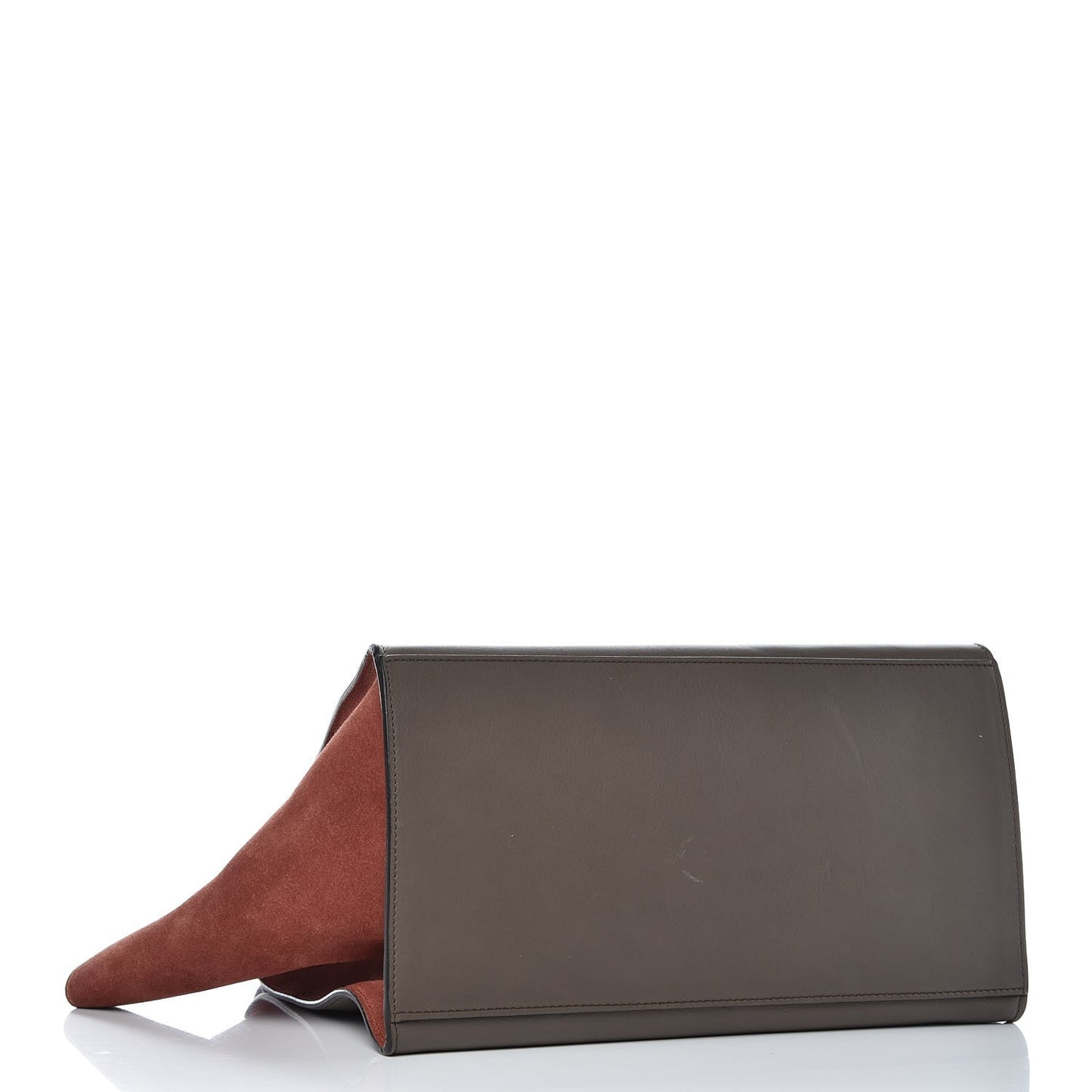 Calfskin Suede Large Tri-Color Trapeze Terracotta