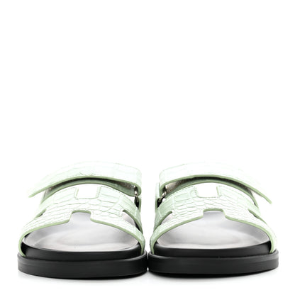 Hermes Matte Alligator Womens Chypre Sandals 36 Vert D'eau 2 of 9