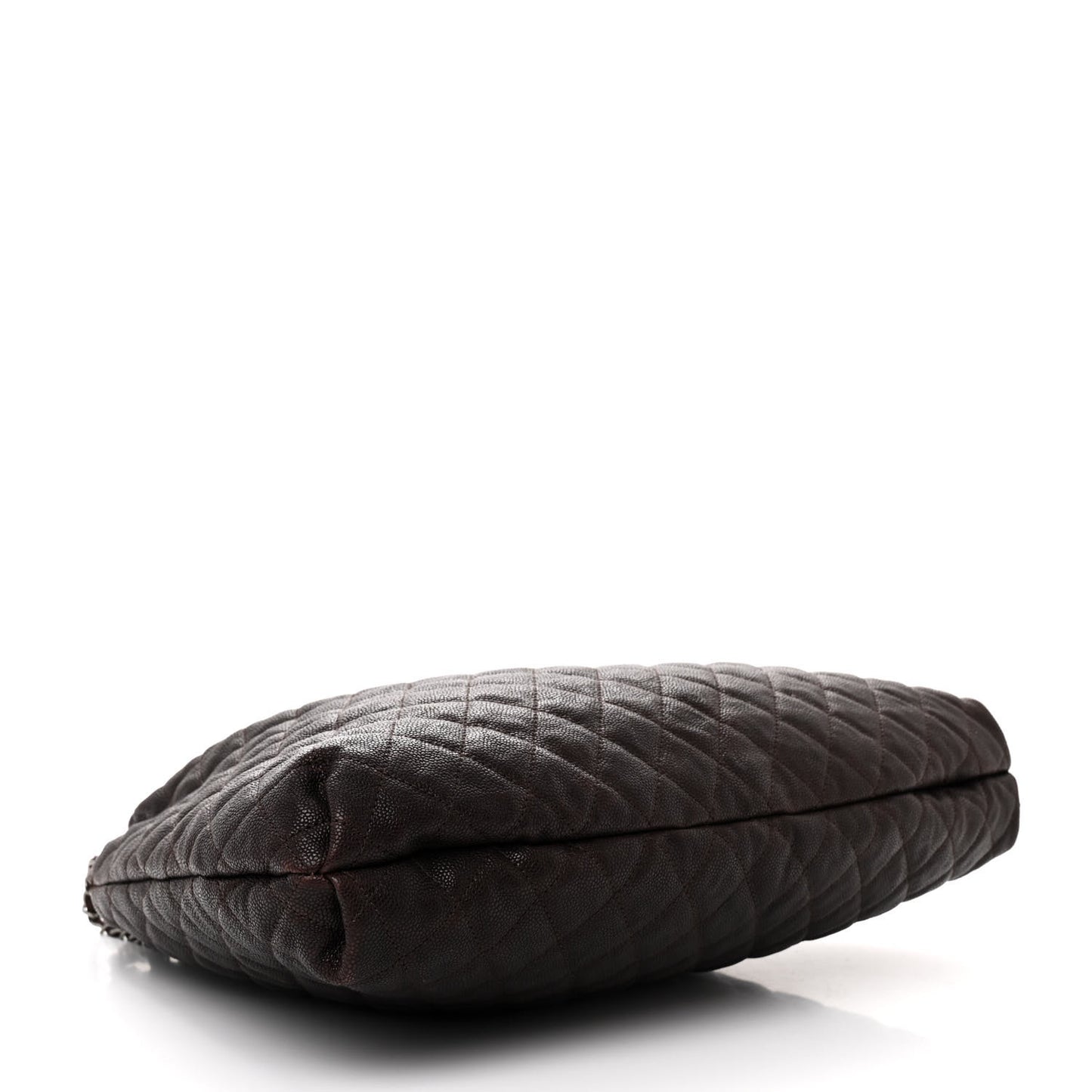 Distressed Glazed Caviar Quilted Large Elastic Tote Brown