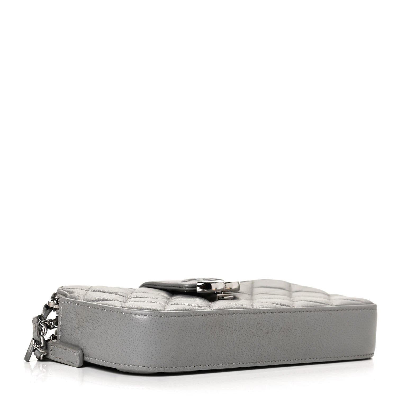 Chanel Grained Calfskin Quilted CC Box Clutch With Chain Grey 3 of 12