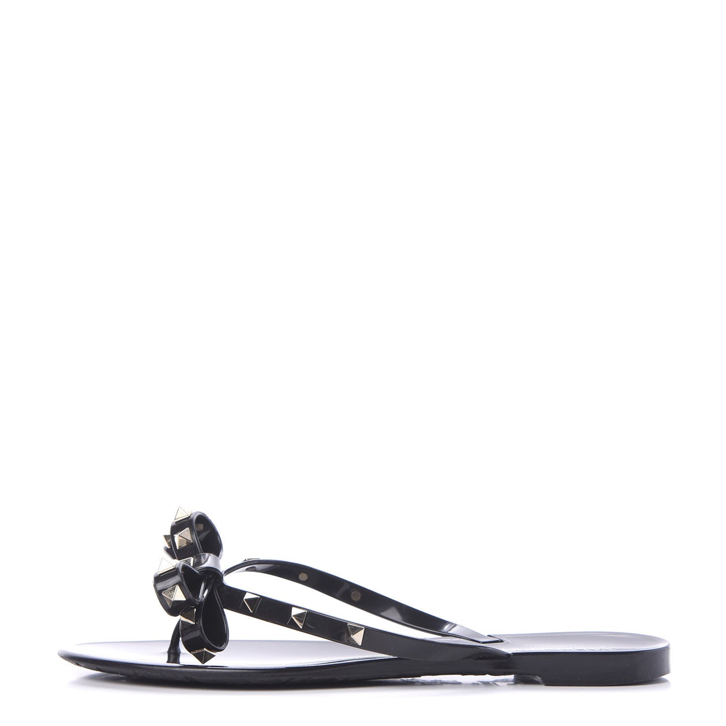 PVC Jelly Rockstud Bow Thong Sandals 41 Black