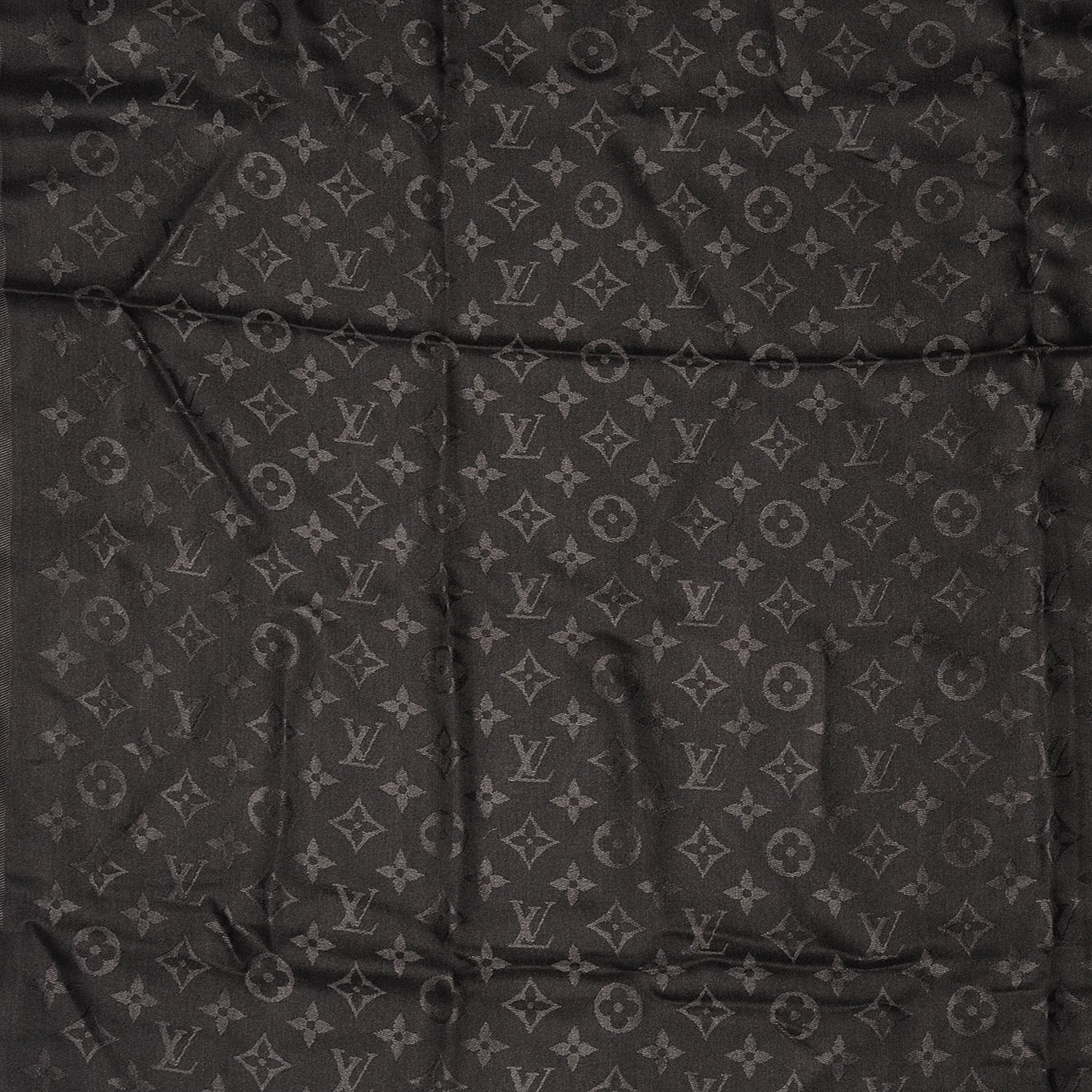 Silk Wool Monogram Shawl Black