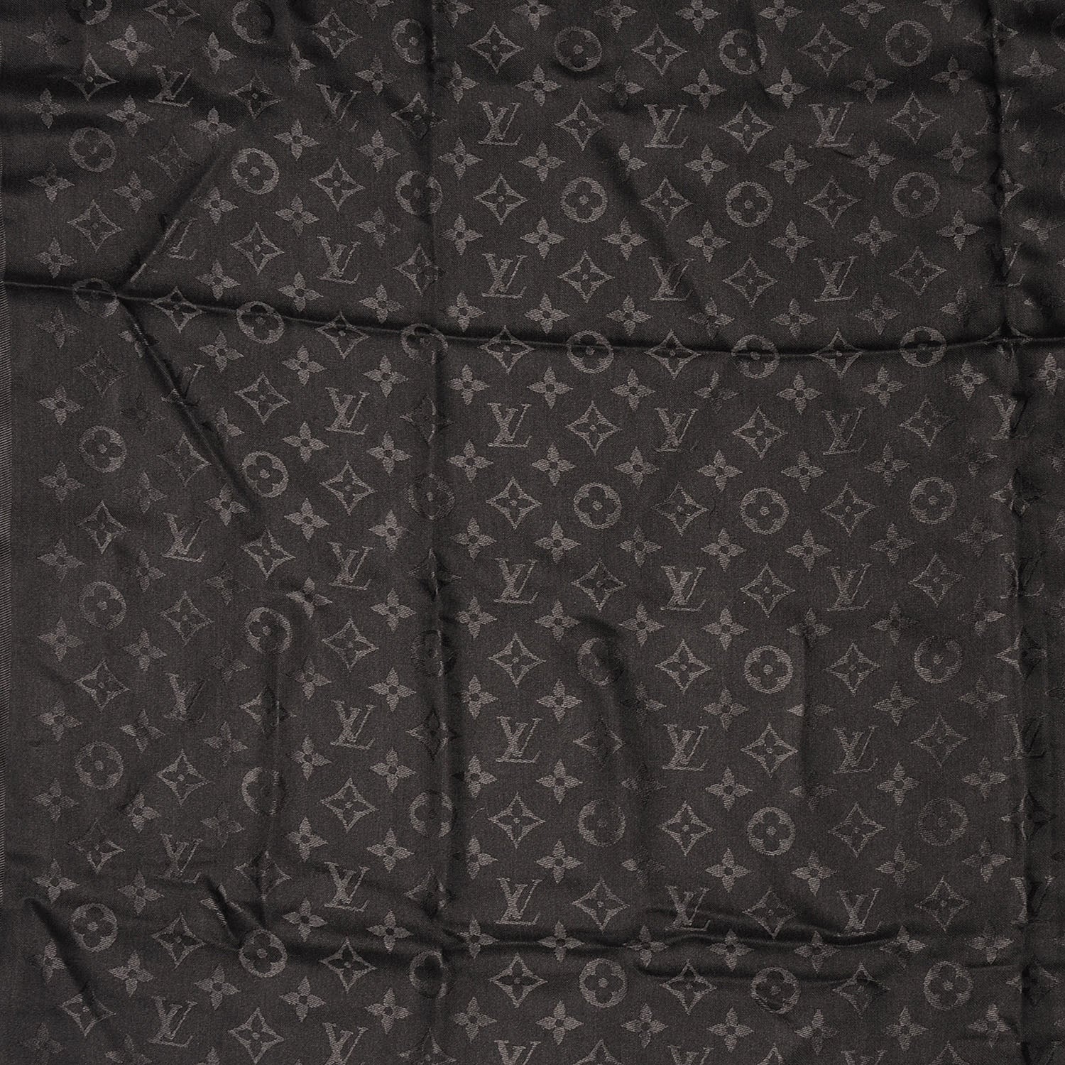 Louis Vuitton Silk Wool Monogram Shawl Black 3 of 4