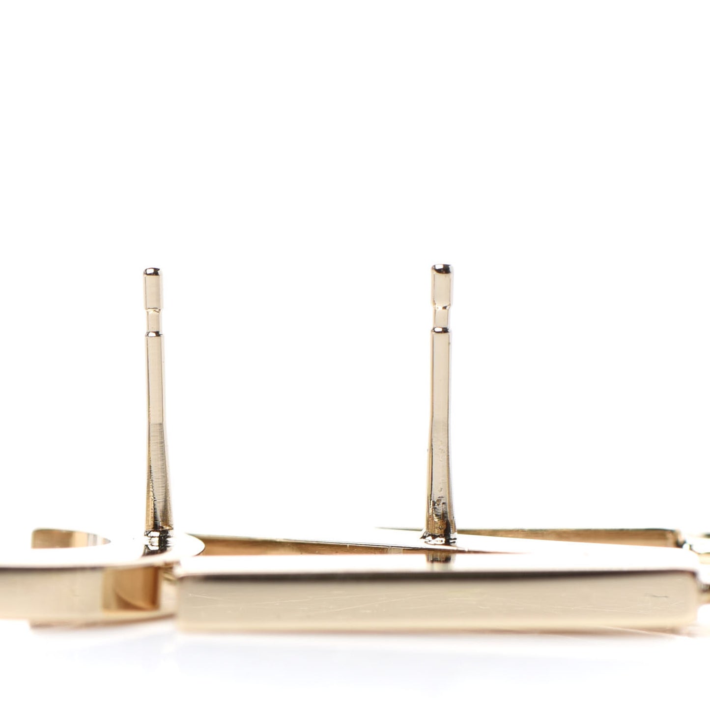 Metal Cha-Nel Logo Drop Earrings Gold