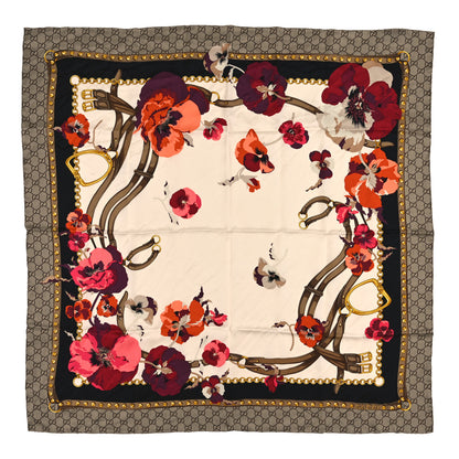 Gucci Silk Twill GG Monogram New Panshie Square Scarf Black Dark Purple 1 of 4