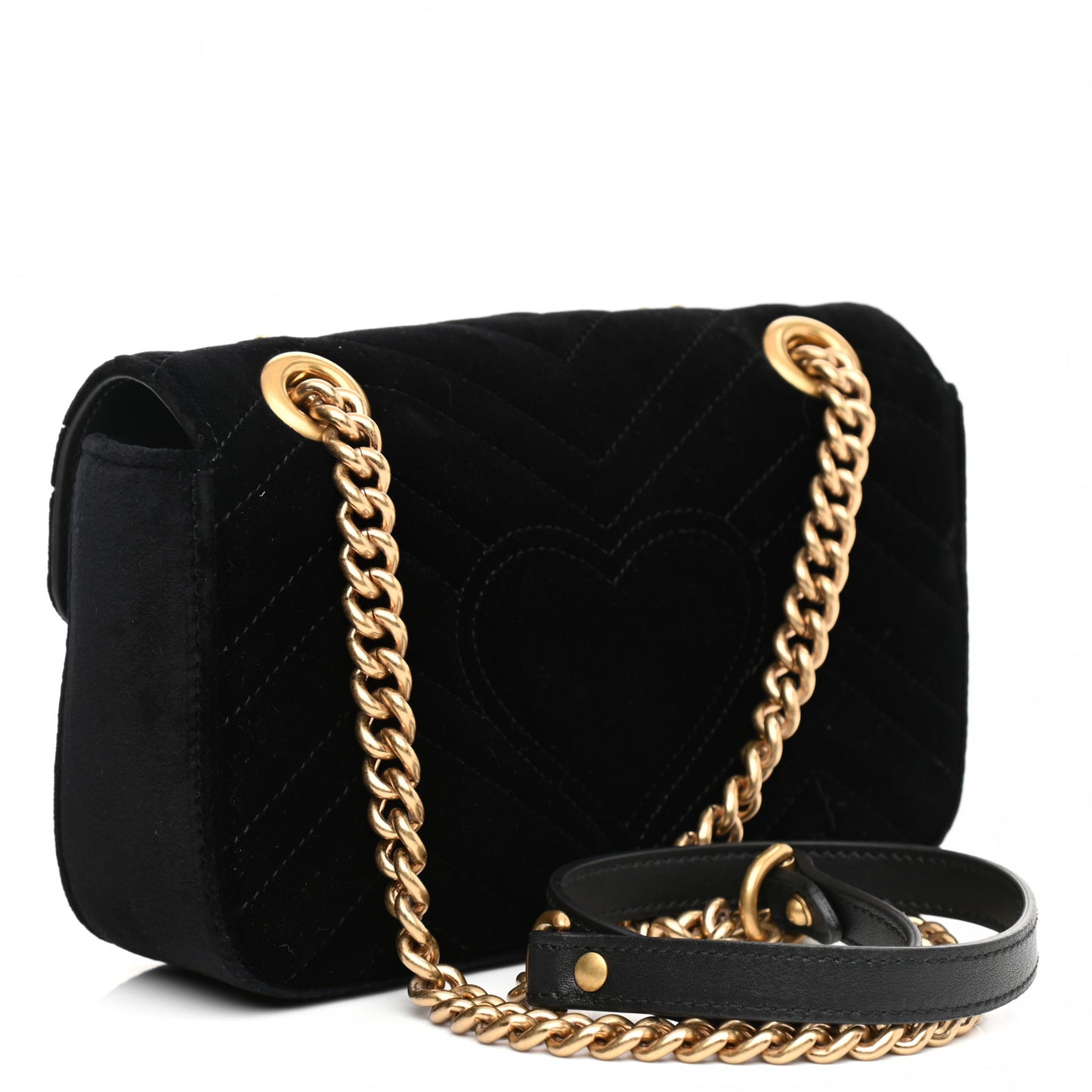 Velvet Matelasse Mini GG Marmont Shoulder Bag Black