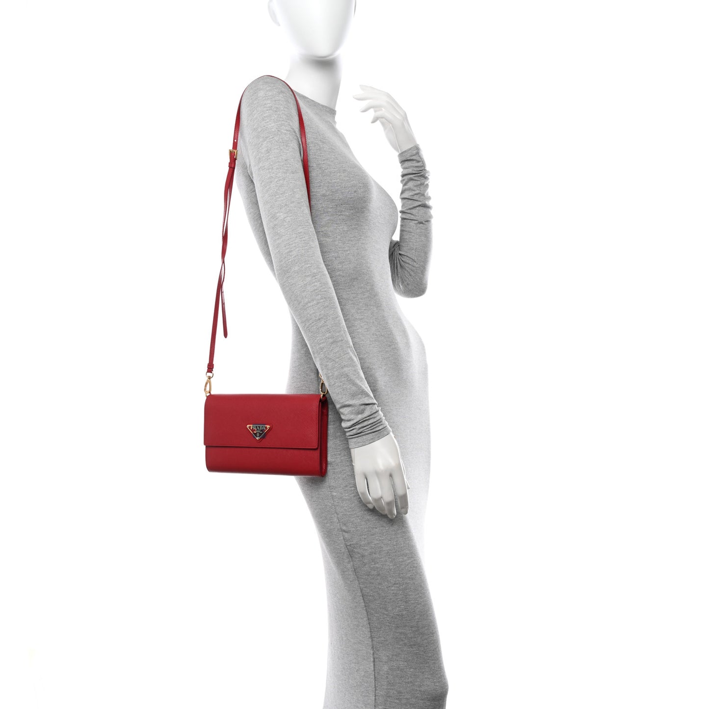 Saffiano Wallet With Shoulder Strap Fuoco