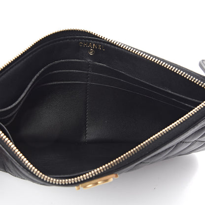 Chanel Lambskin Quilted Small Boy Zipped Pouch Black 5 of 9