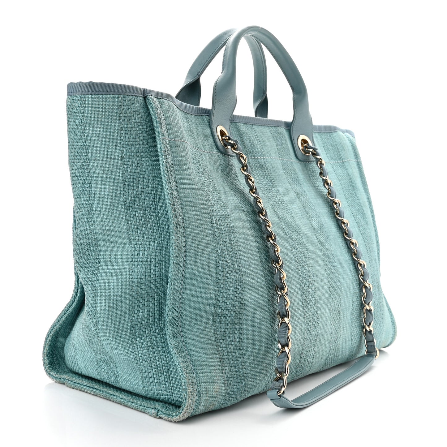 Mixed Fibers Striped Medium Deauville Tote Blue