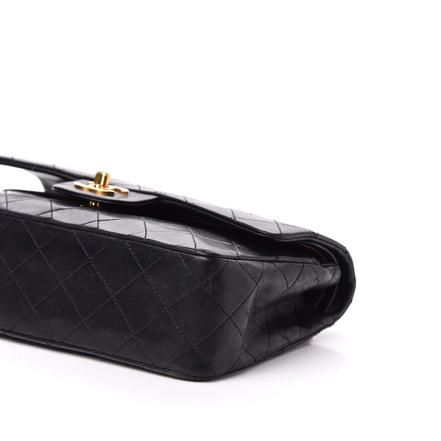 Lambskin Quilted Small Double Flap Black