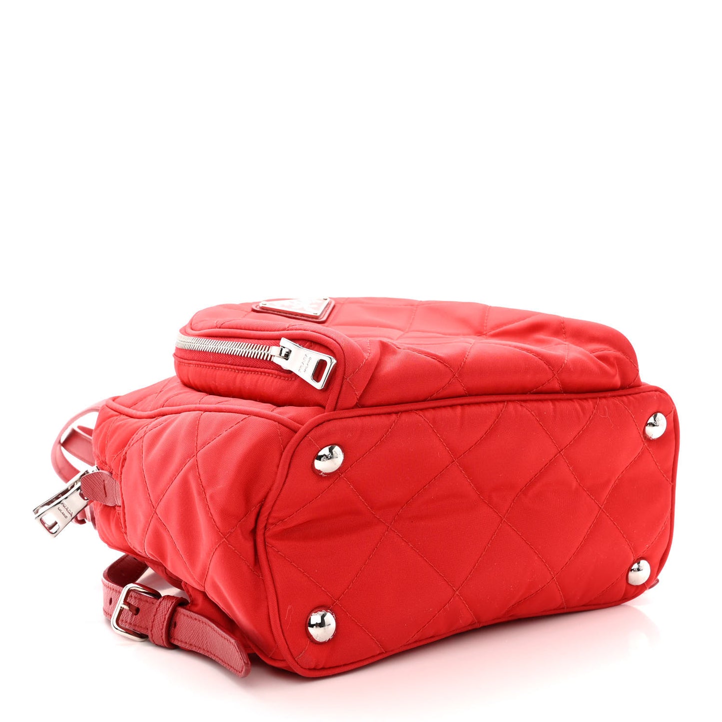 Nylon Tessuto Impuntu Quilted Backpack Rosso