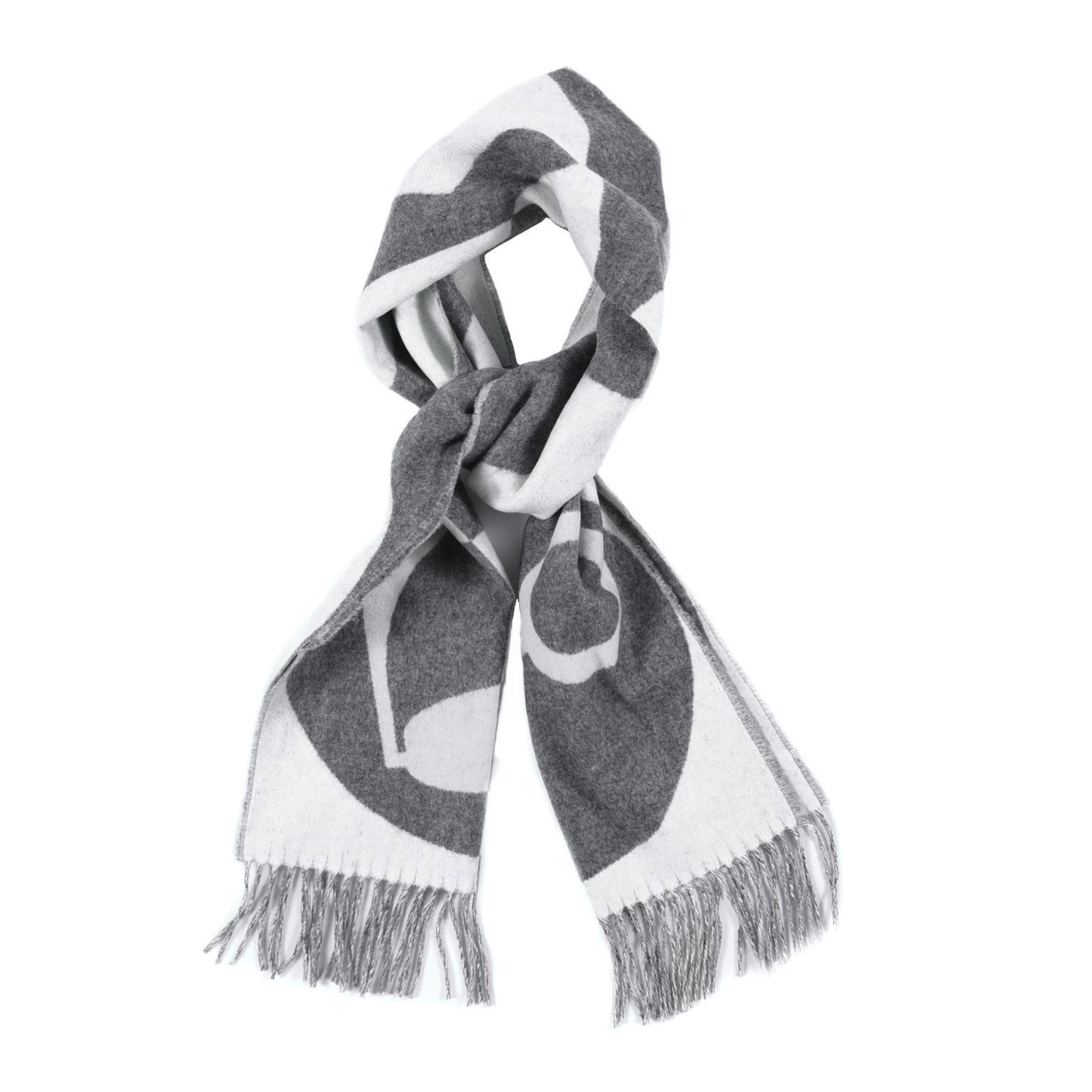 Cashmere Casaque Charms Muffler Gris Flanelle Ivoire