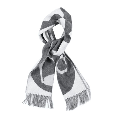 Hermes Cashmere Casaque Charms Muffler Gris Flanelle Ivoire 1 of 4