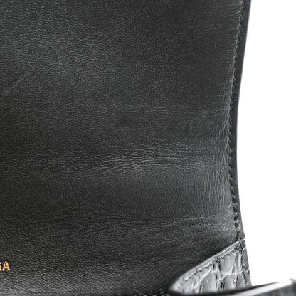 Balenciaga Shiny Calfskin Crocodile Embossed Small Hourglass Top Handle Bag Black 11 of 13