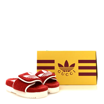 Gucci X ADIDAS Terry Cloth GG Monogram Womens Platform Sandals 36 Maple Red Off White 9 of 9