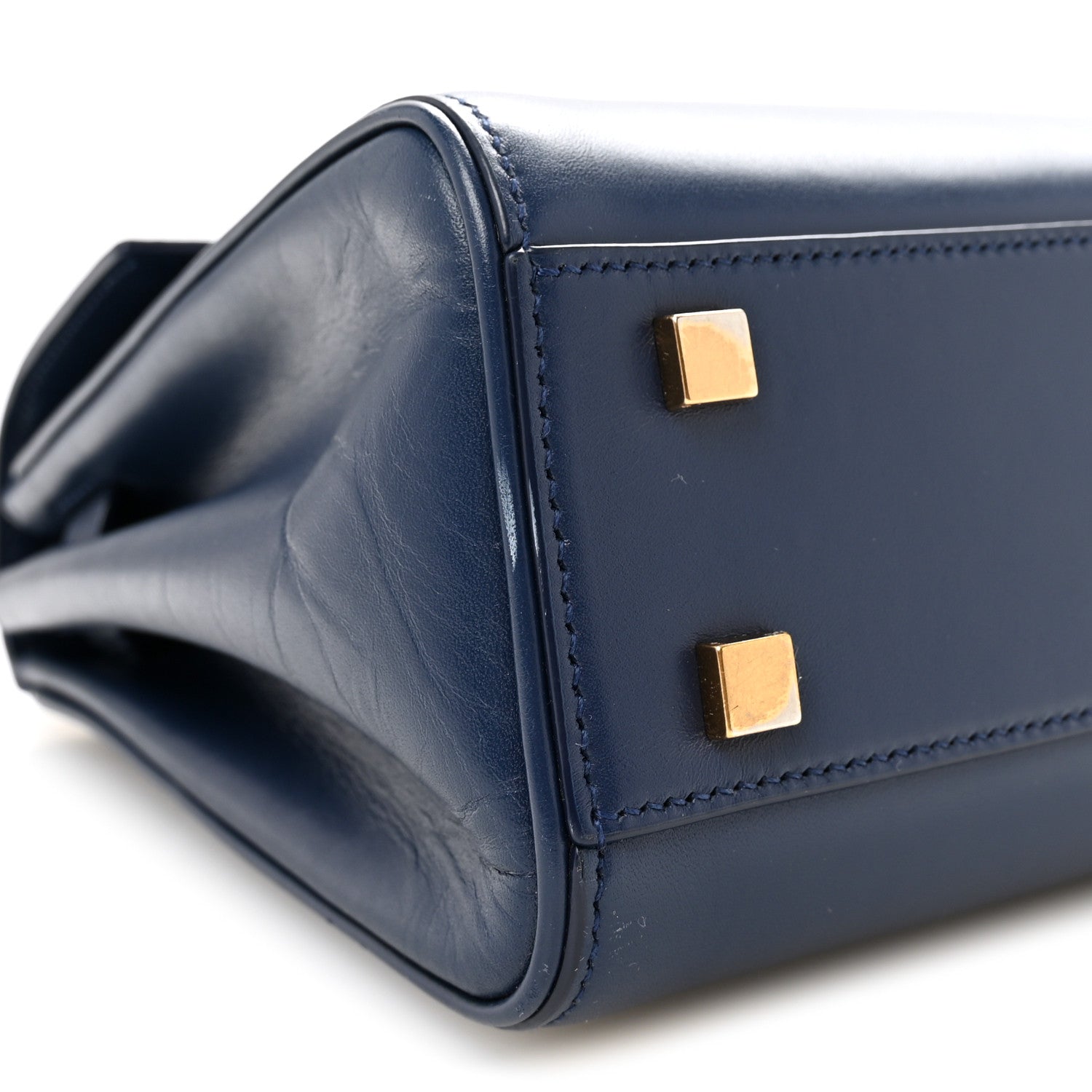 Saint Laurent Calfskin Le Fermoir Top Handle Bag Blue 8 of 9