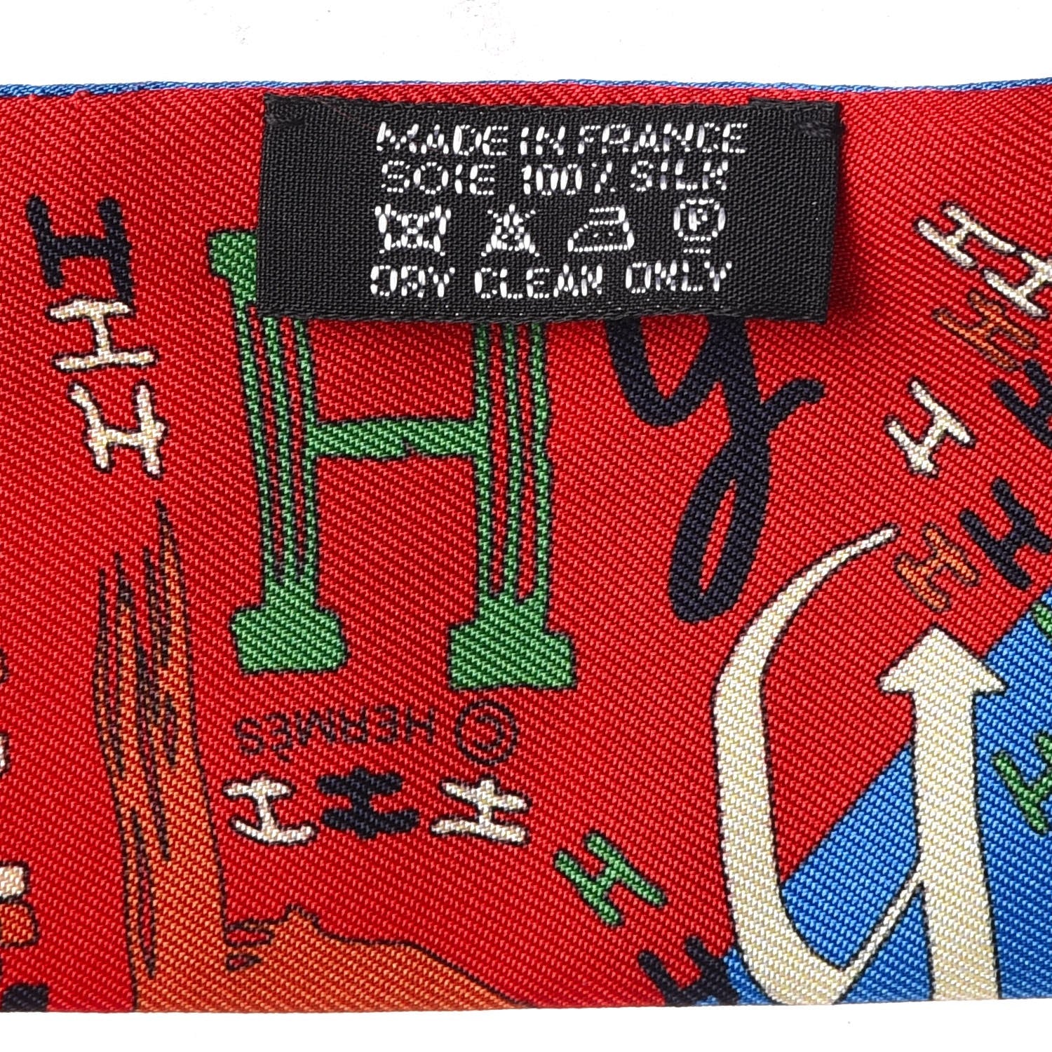 Hermes Silk 1001 H Twilly Scarf Rouge Bleu Vert 3 of 5