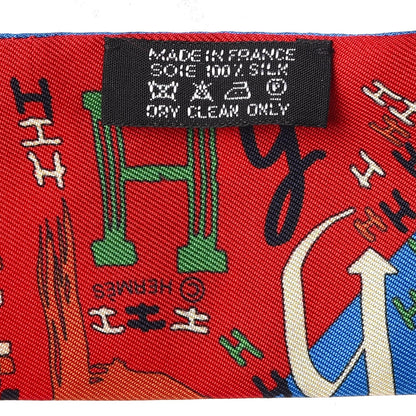 Hermes Silk 1001 H Twilly Scarf Rouge Bleu Vert 3 of 5