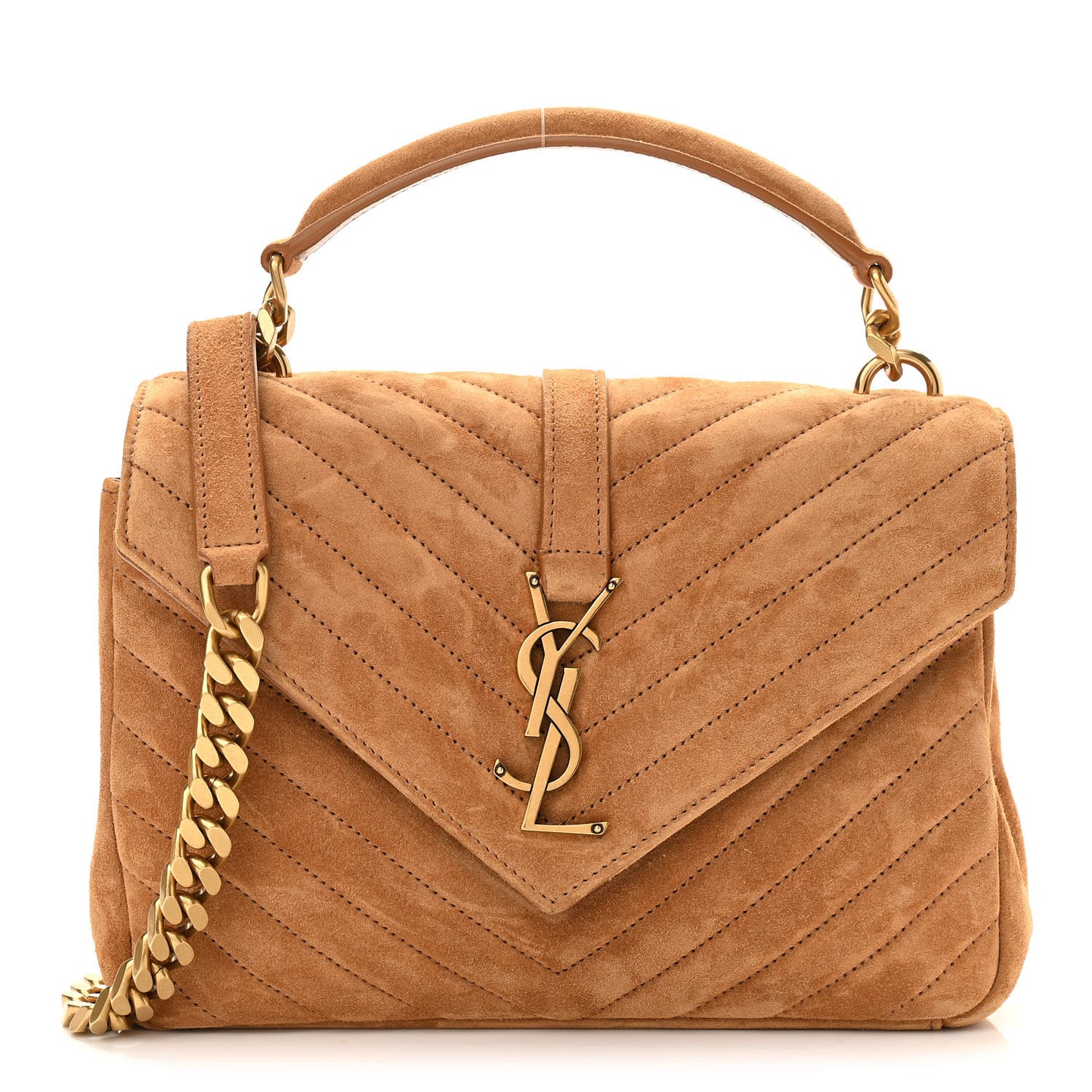 Suede Matelasse Chevron Monogram Medium College Bag Cinnamon