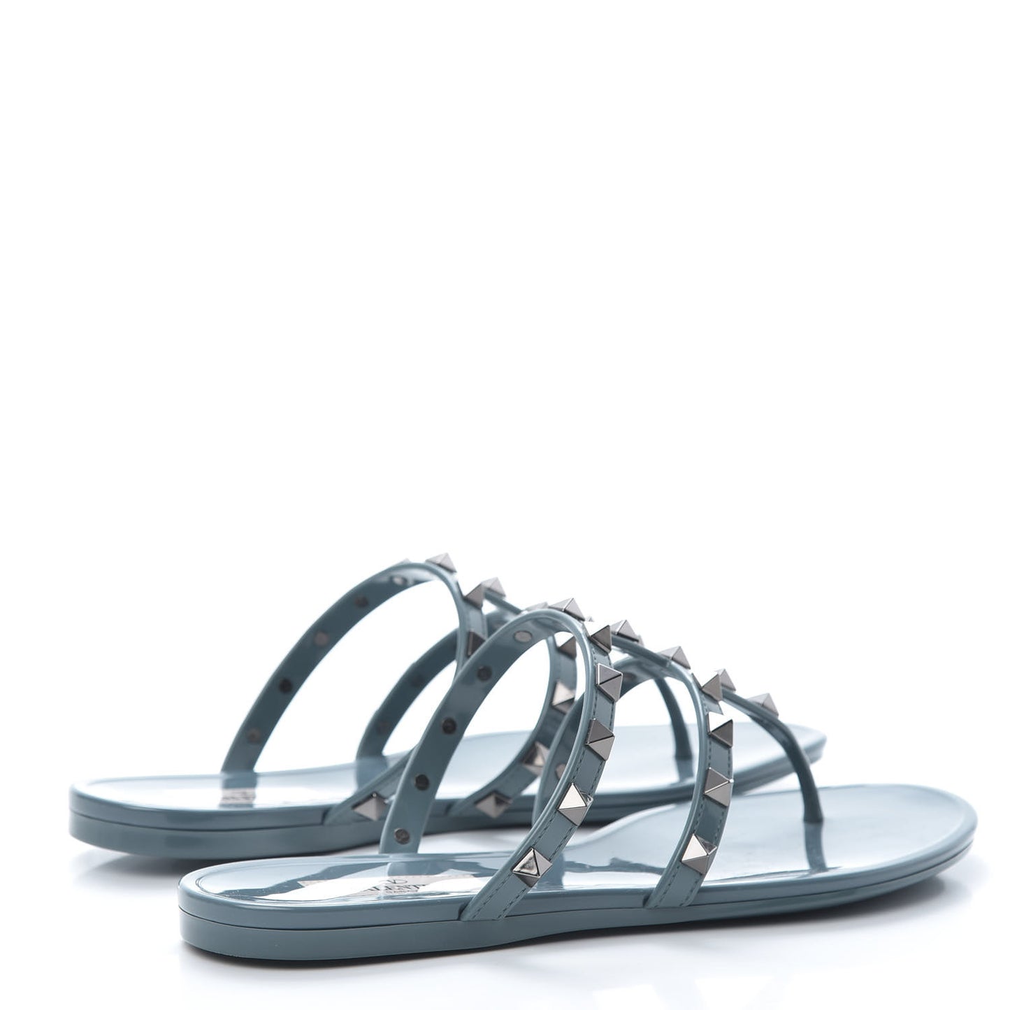 PVC Jelly Rockstud Caged Flat Thong Sandals 36 Blue