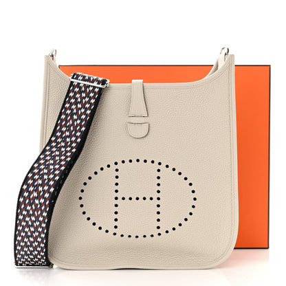 Hermes Taurillon Clemence Zigzag Sangle Evelyne III PM Beton Black White Deep Bleu 11 of 11