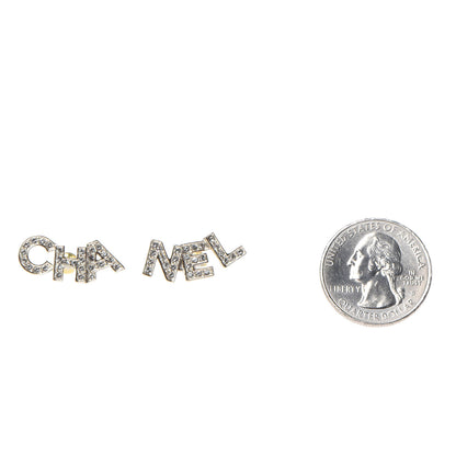 Chanel Crystal Pearl Signature Stud Earrings Gold 2 of 4