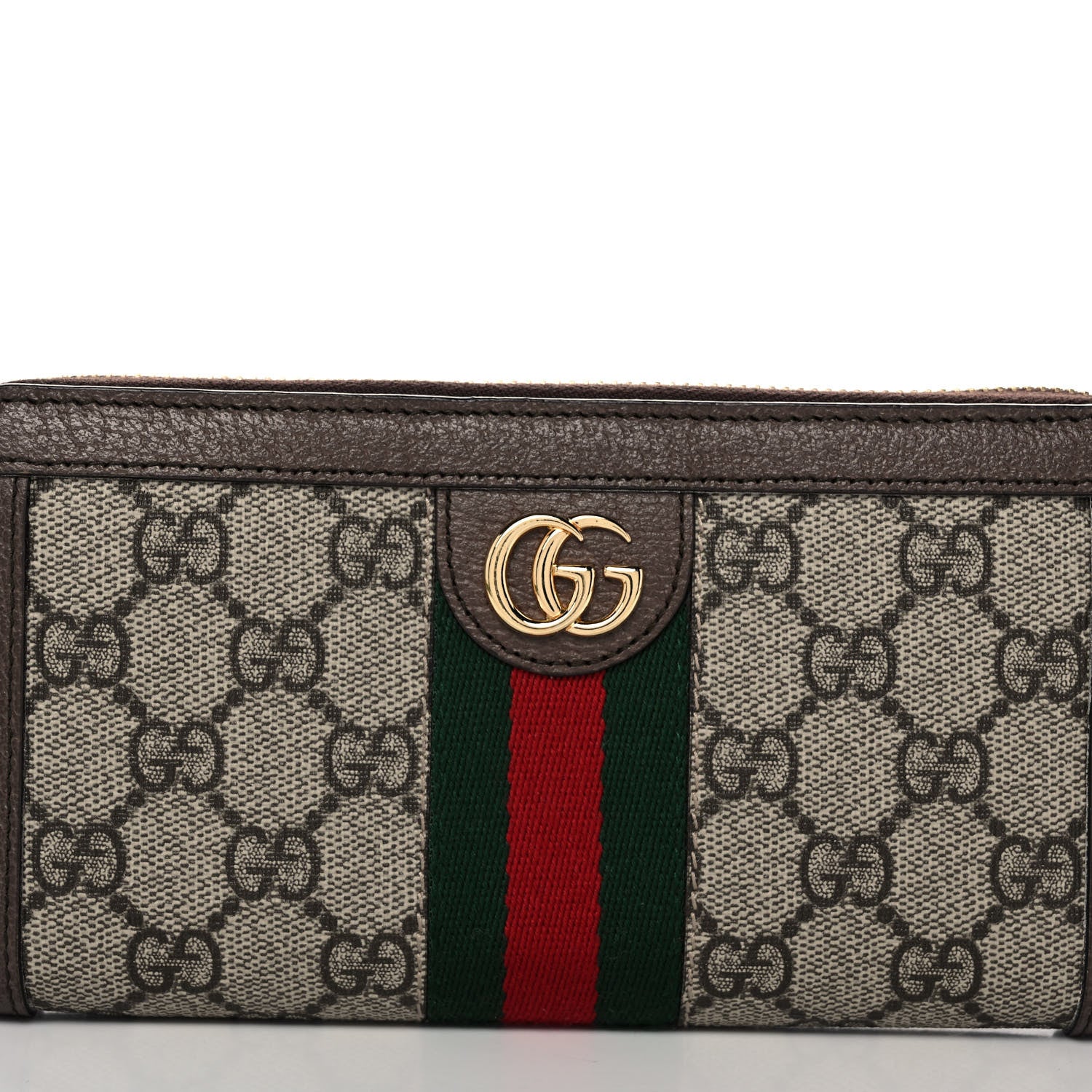 Gucci GG Supreme Monogram Web Ophidia Zip Around Wallet Brown 8 of 11