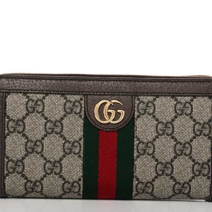 Gucci GG Supreme Monogram Web Ophidia Zip Around Wallet Brown 8 of 11