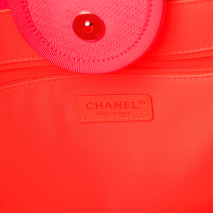 Chanel Mixed Fibers Calfskin Medium Deauville Tote Pink Orange 8 of 13