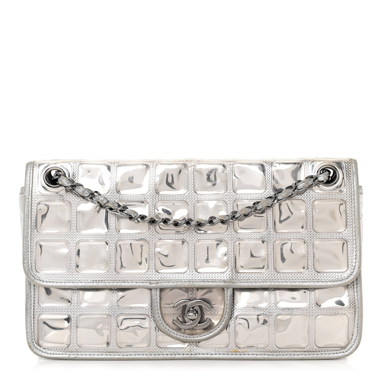 Chanel Vinyl Large Ice Cube Flap Silver 1 of 10